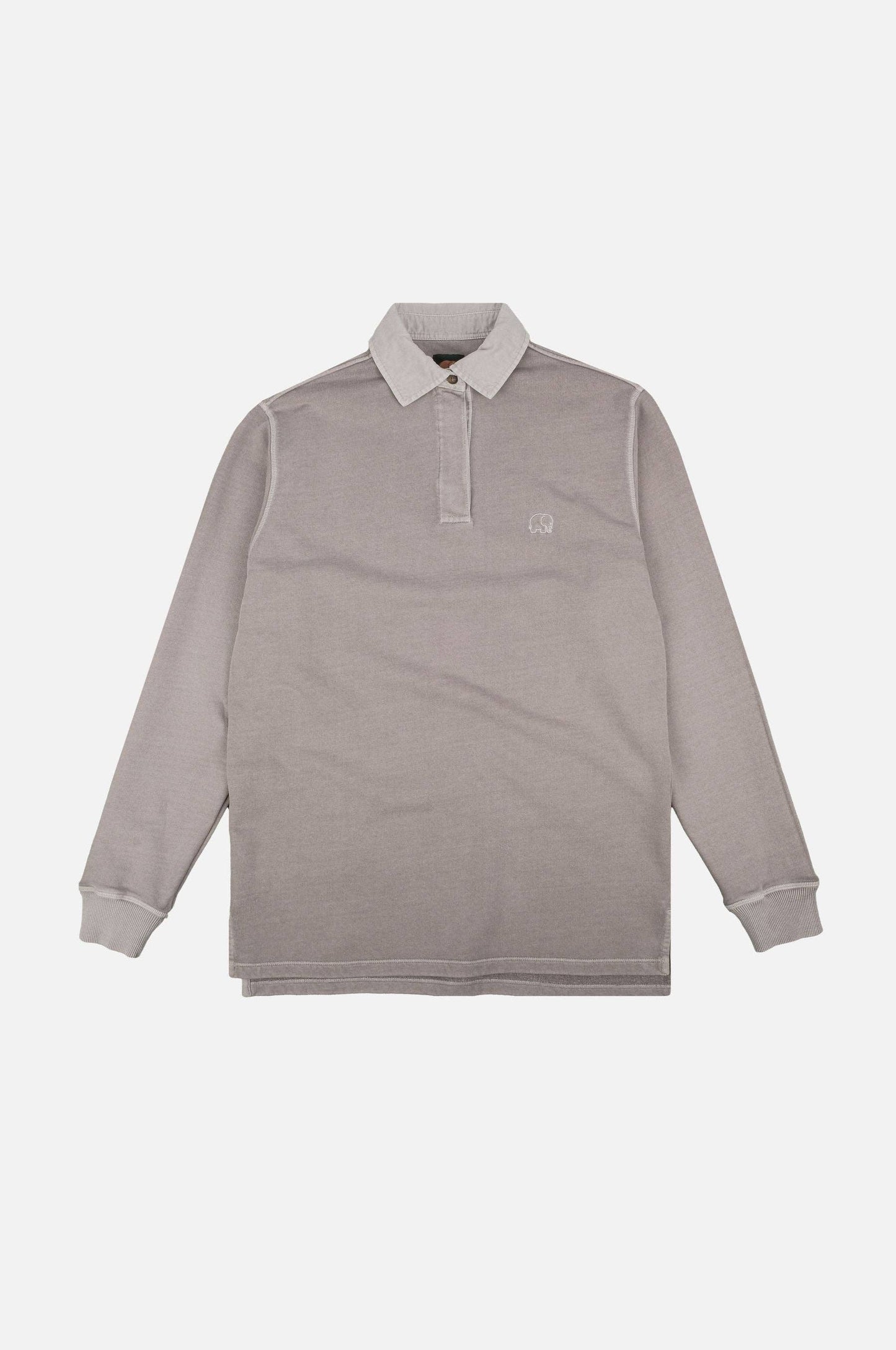 Maglione polo pesante in cotone organico tinto in capo grigio