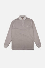 Maglione polo pesante in cotone organico tinto in capo grigio