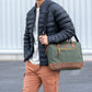 Borsa porta laptop khaki con zip arancione