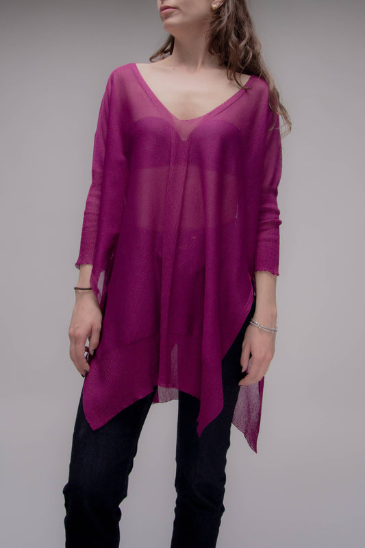 Pullover oversize con scollo a V in maglia 3D