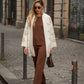 Cappotto poncho jacquard beige