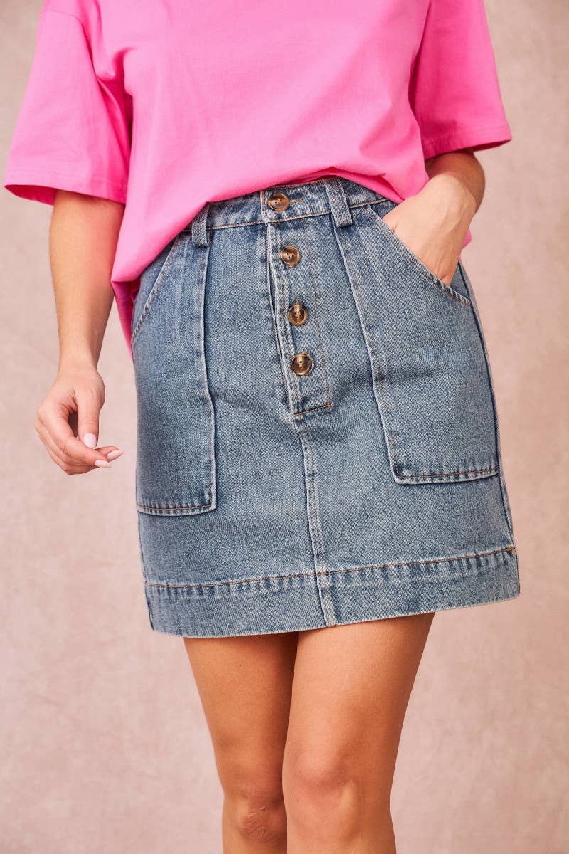 Gonna di jeans Jeannette a taglio dritto con tasche frontali