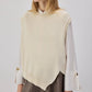 Gilet maglia asimmetrico crema da donna