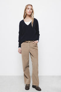 Maglione a maglia strutturata con scollo a V