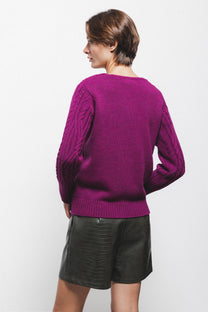 Maglione in maglia strutturata con scollo a V