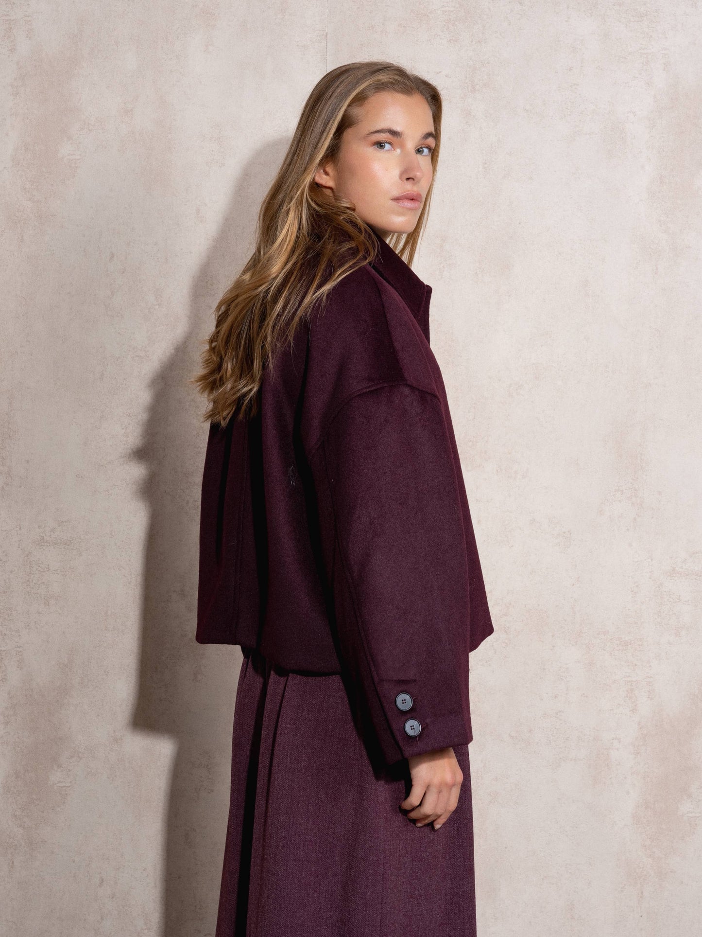 Cappotto corto oversize in misto lana