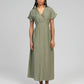 Abito midi verde militare Mekiana con scollo a V