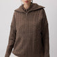 Maglione in maglia a trecce con zip e colletto ampio