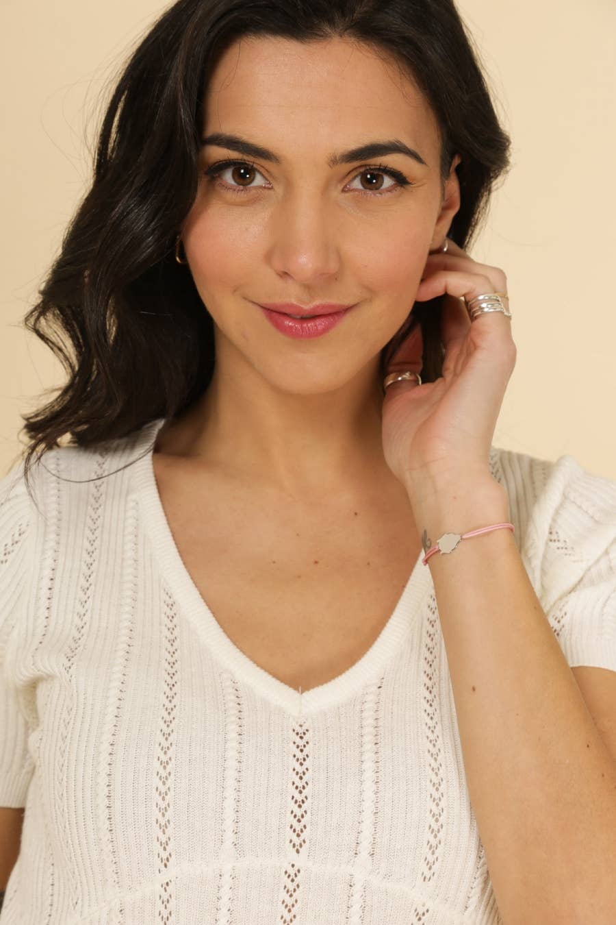 Top in maglia traforata con scollo a V Maki