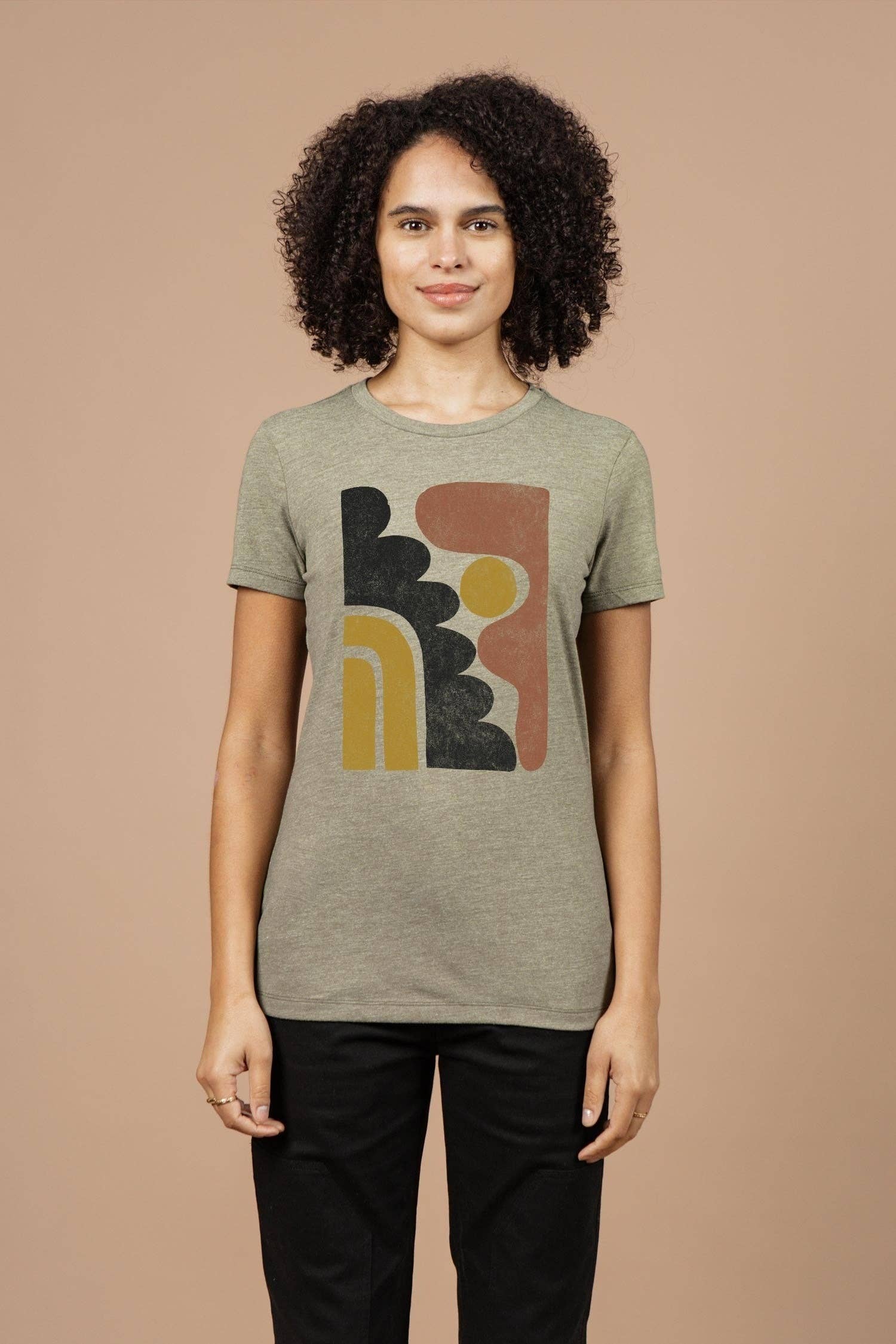 T-shirt donna Ladera oliva con stampa grafica