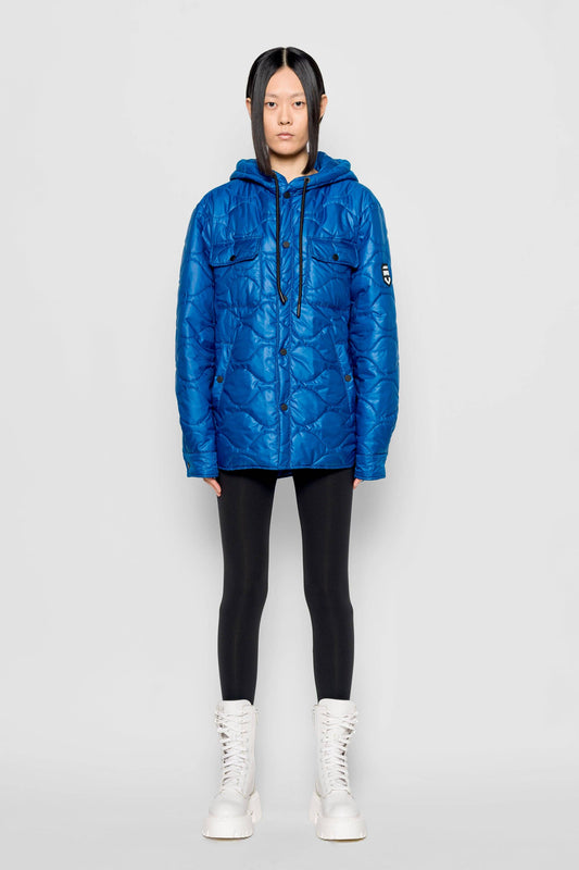 Giacca imbottita Wave con cappuccio blu reale