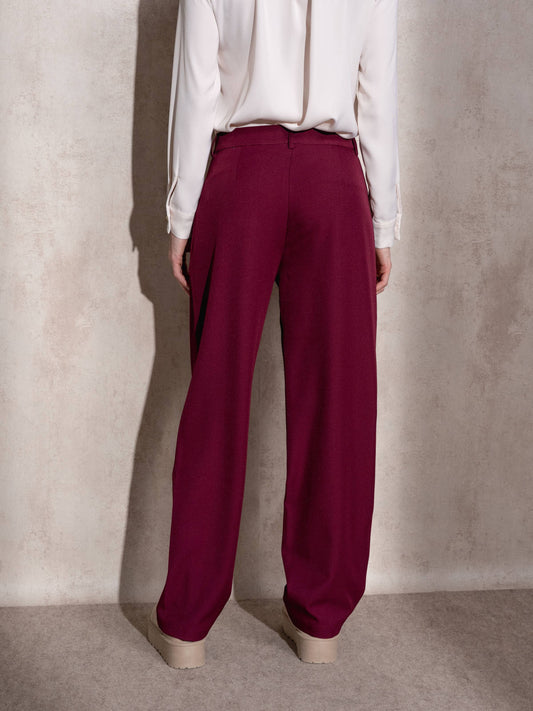Pantaloni a pieghe a vita alta da donna