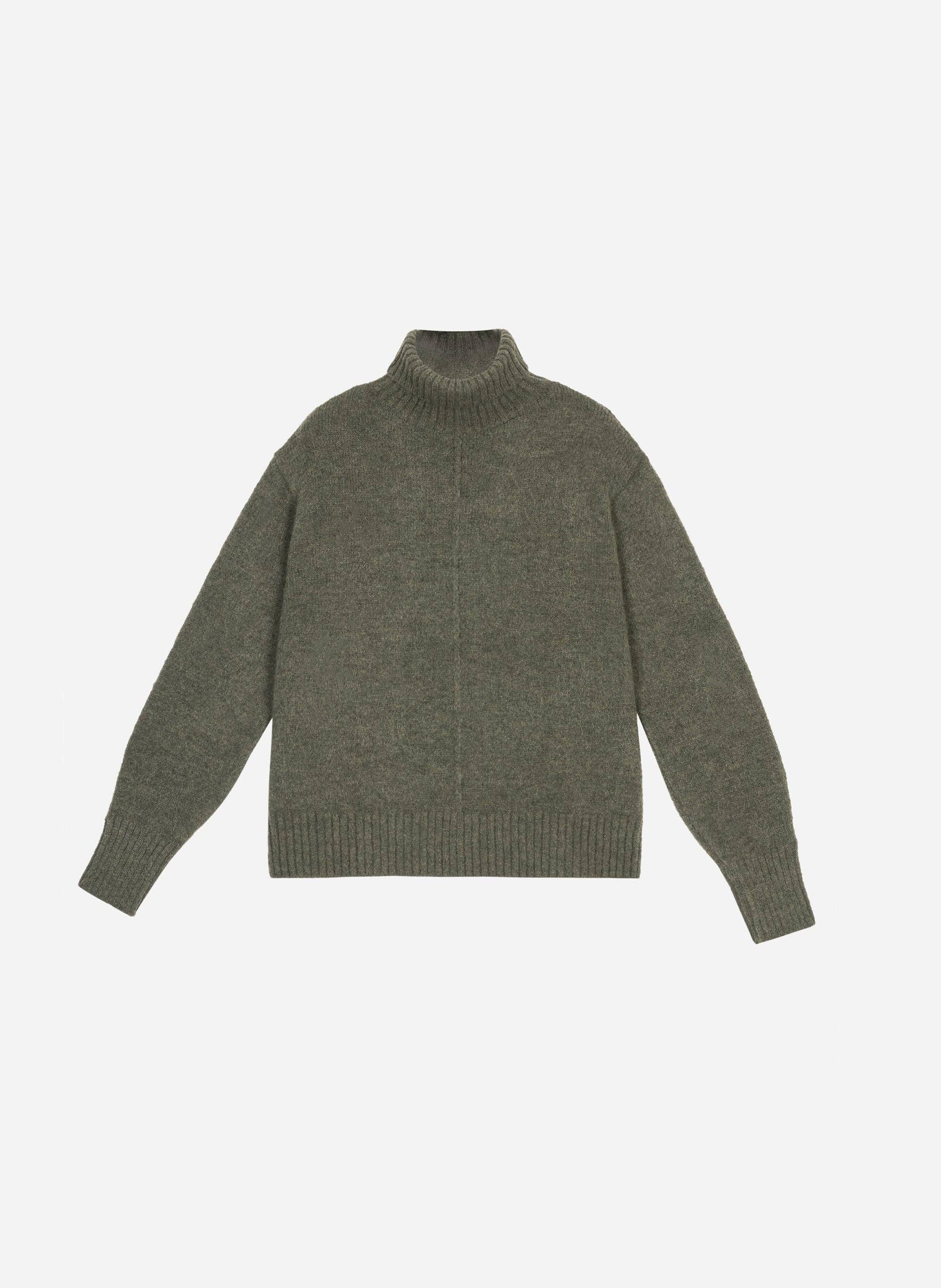 Maglione dolcevita in maglia kaki
