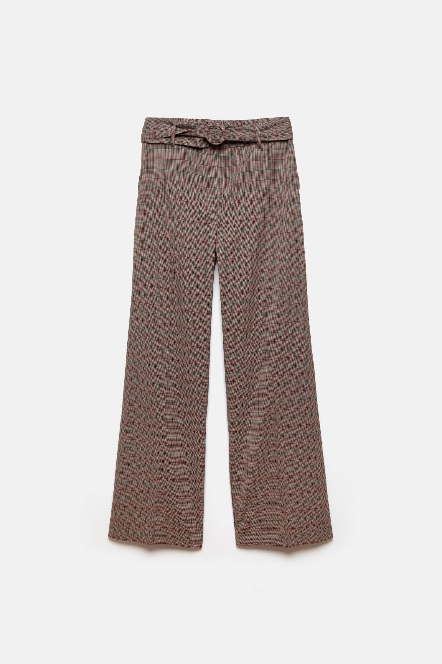 Pantaloni a quadri a gamba dritta con cintura