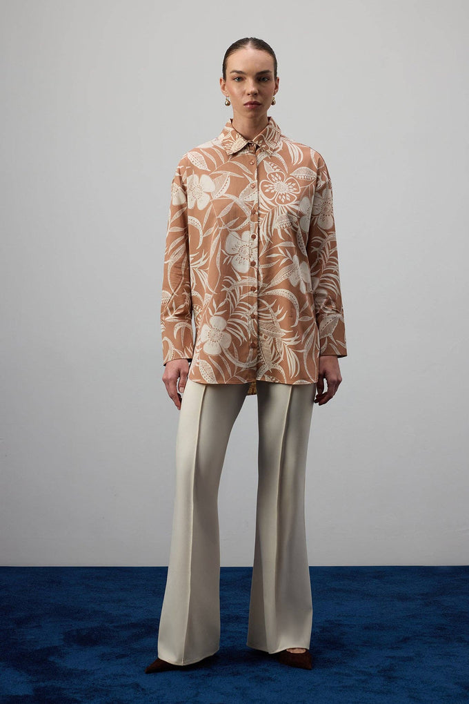 Camicia in cotone a fantasia floreale