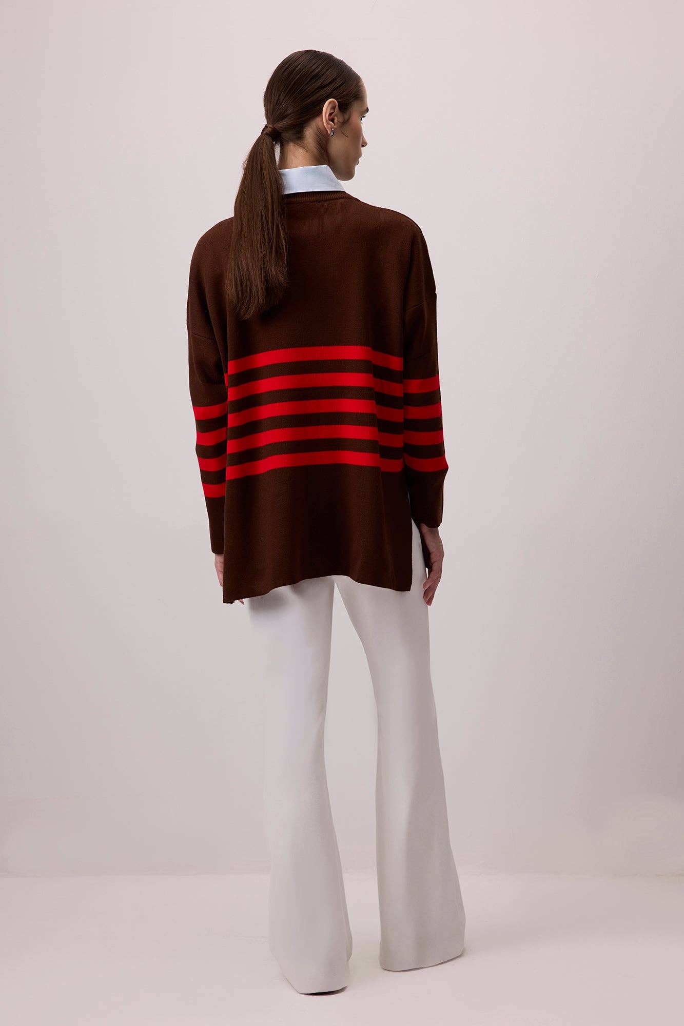 Tunica in maglia a righe bicolore