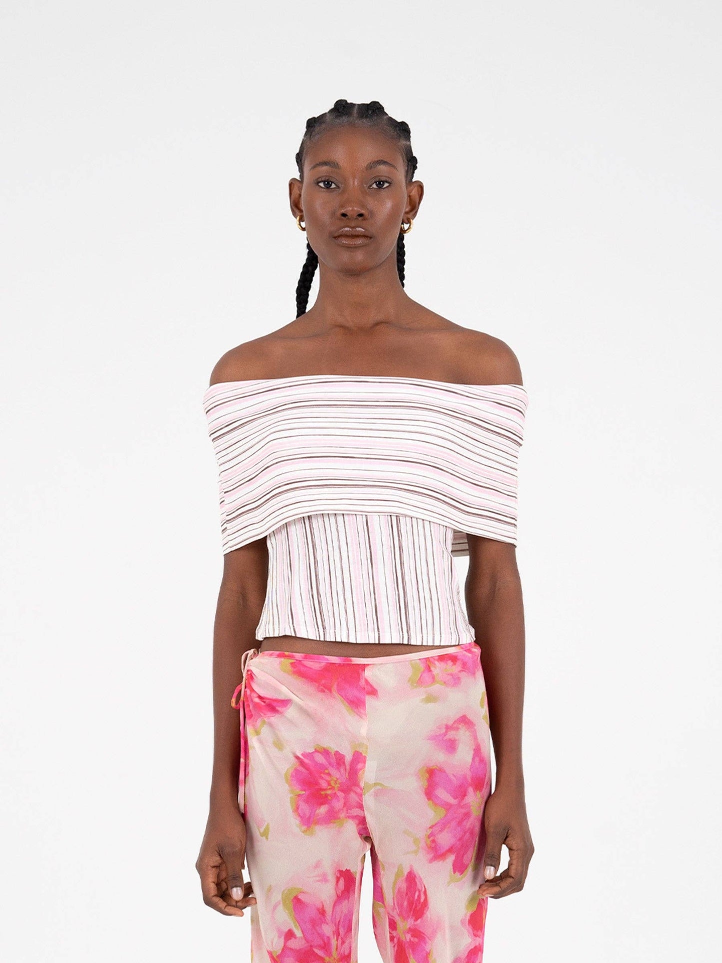 Top bustier off-shoulder a righe