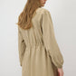 Giacca beige con colletto dritto e coulisse in vita