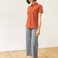 Camicia a maniche corte Lana con motivo piramidi color ruggine