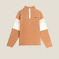 Maglione in pile marrone bicolor con collo alto