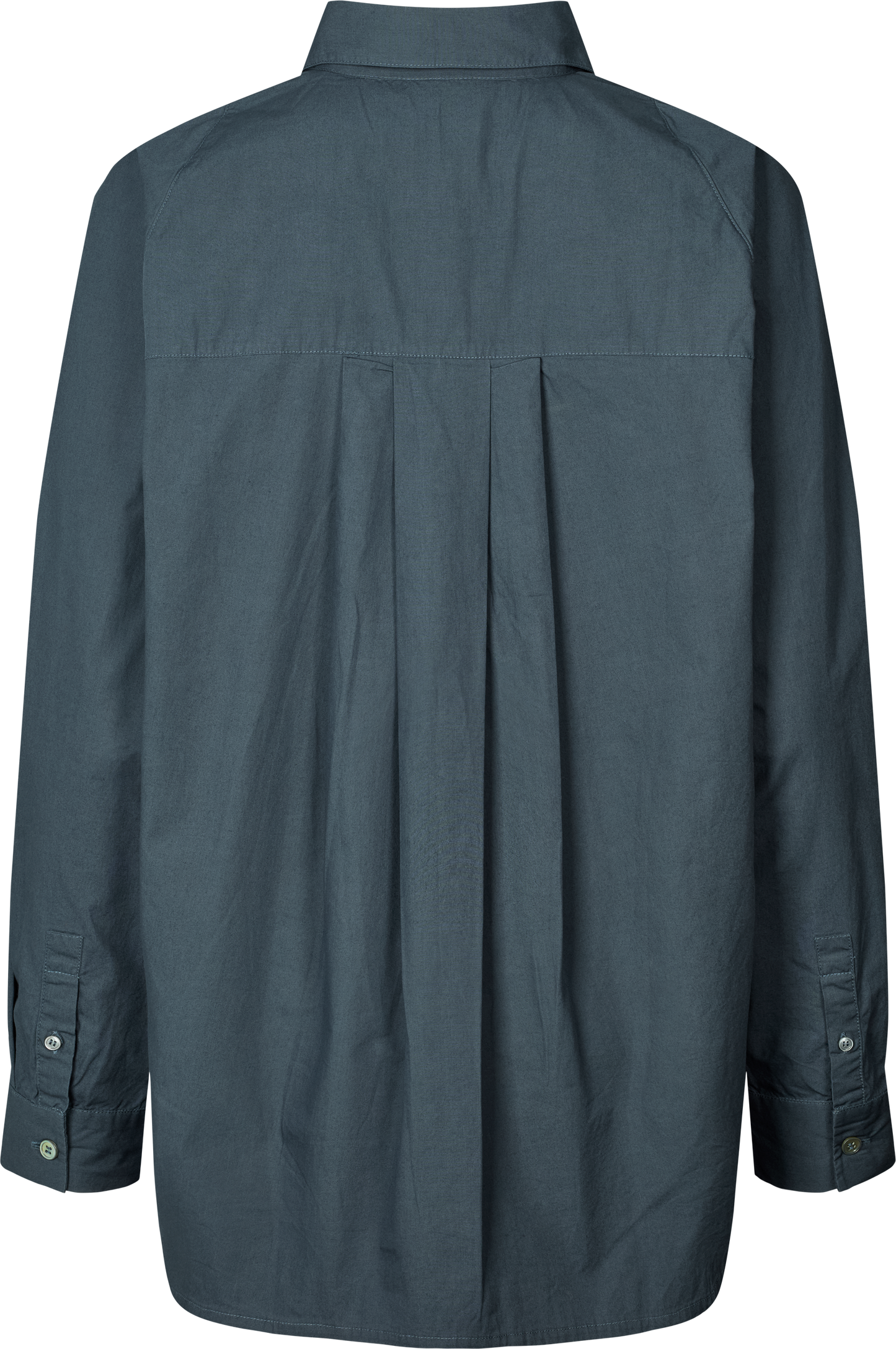 Camicia lunga in popeline con maniche raglan blu denim
