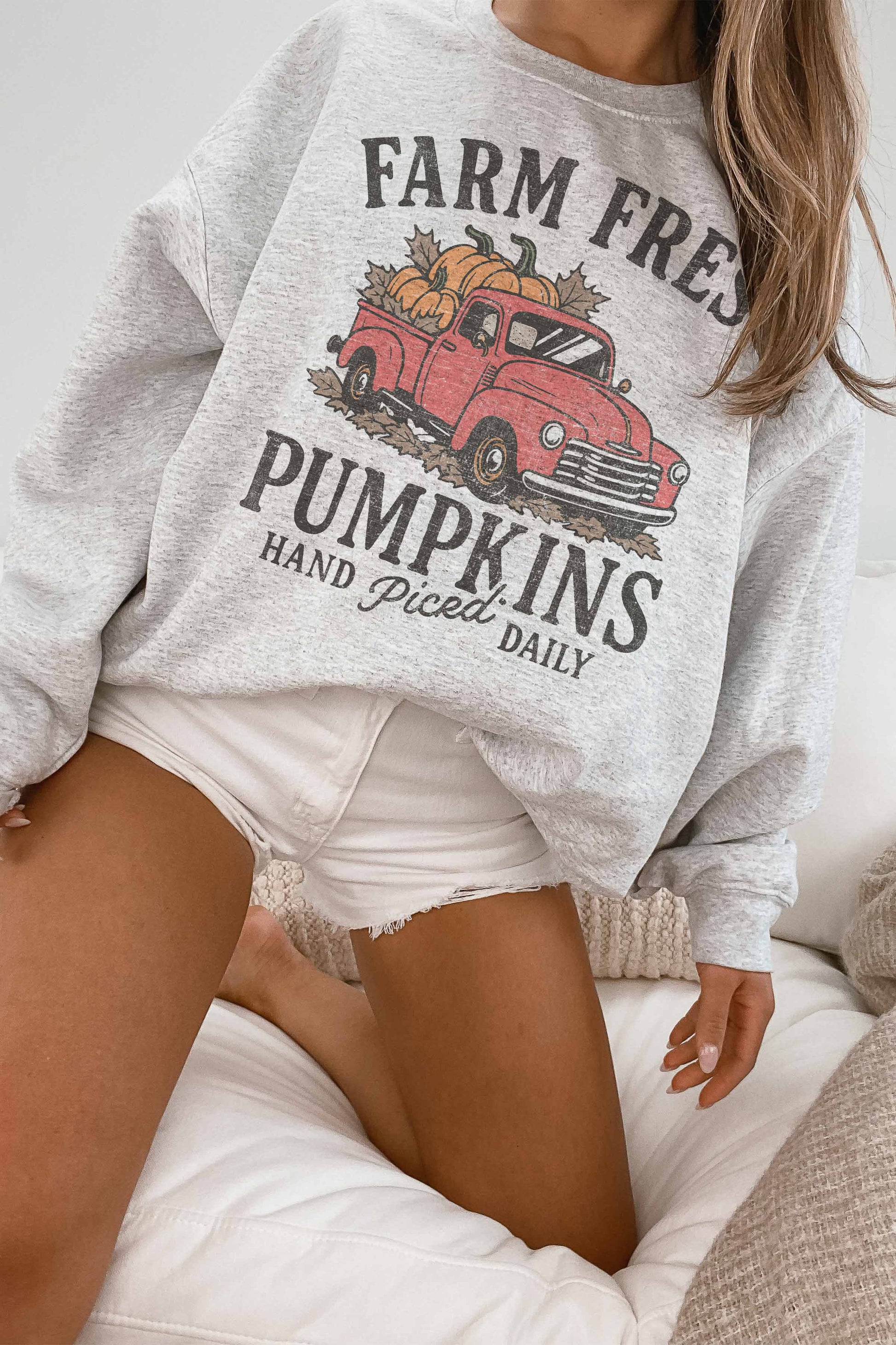Felpa oversize con stampa zucche vintage
