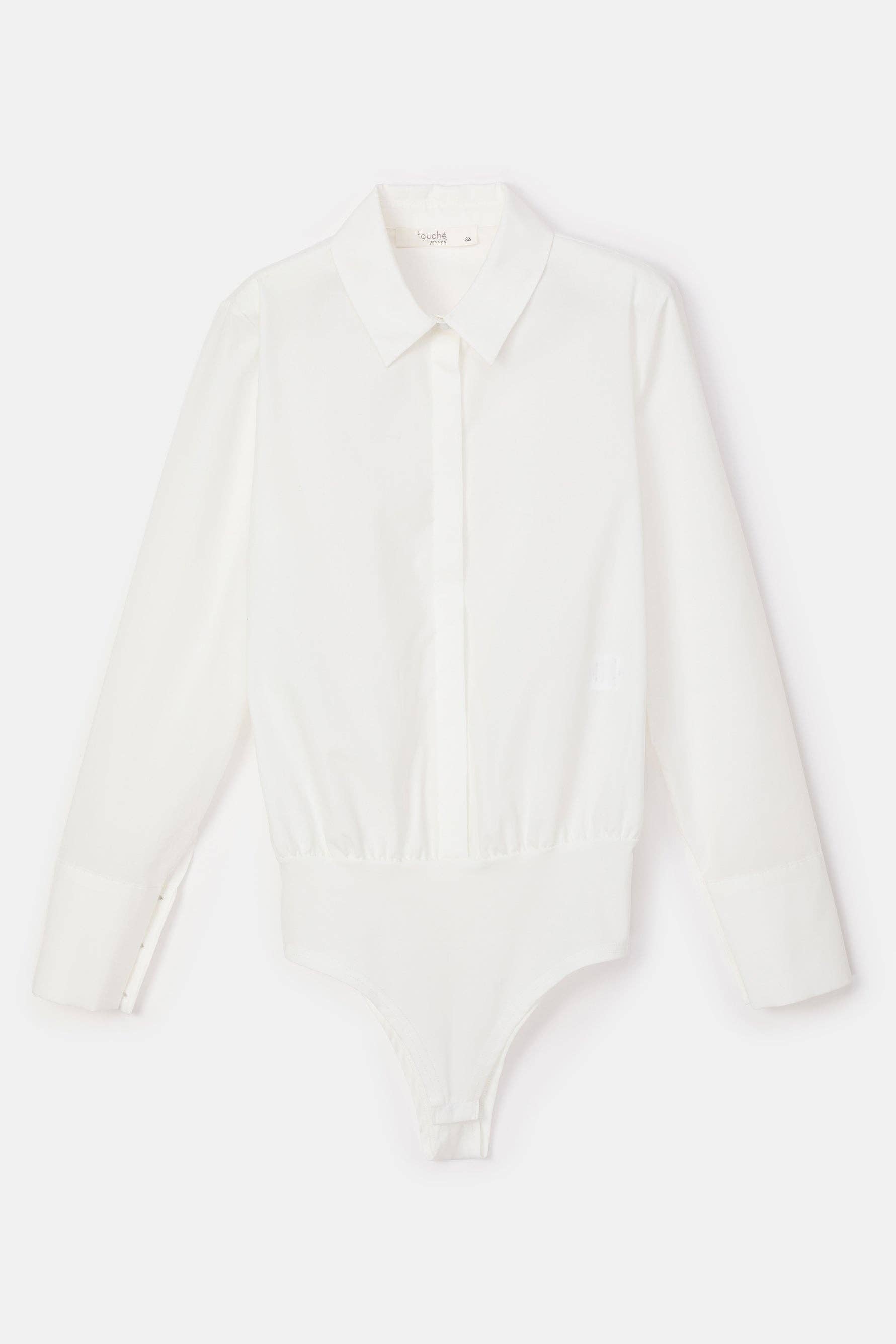 Body camicia con pinces in misto cotone