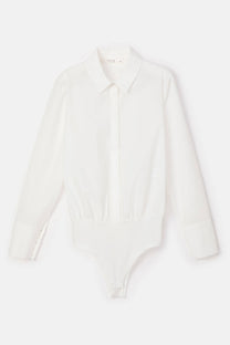 Body camicia con pinces in misto cotone