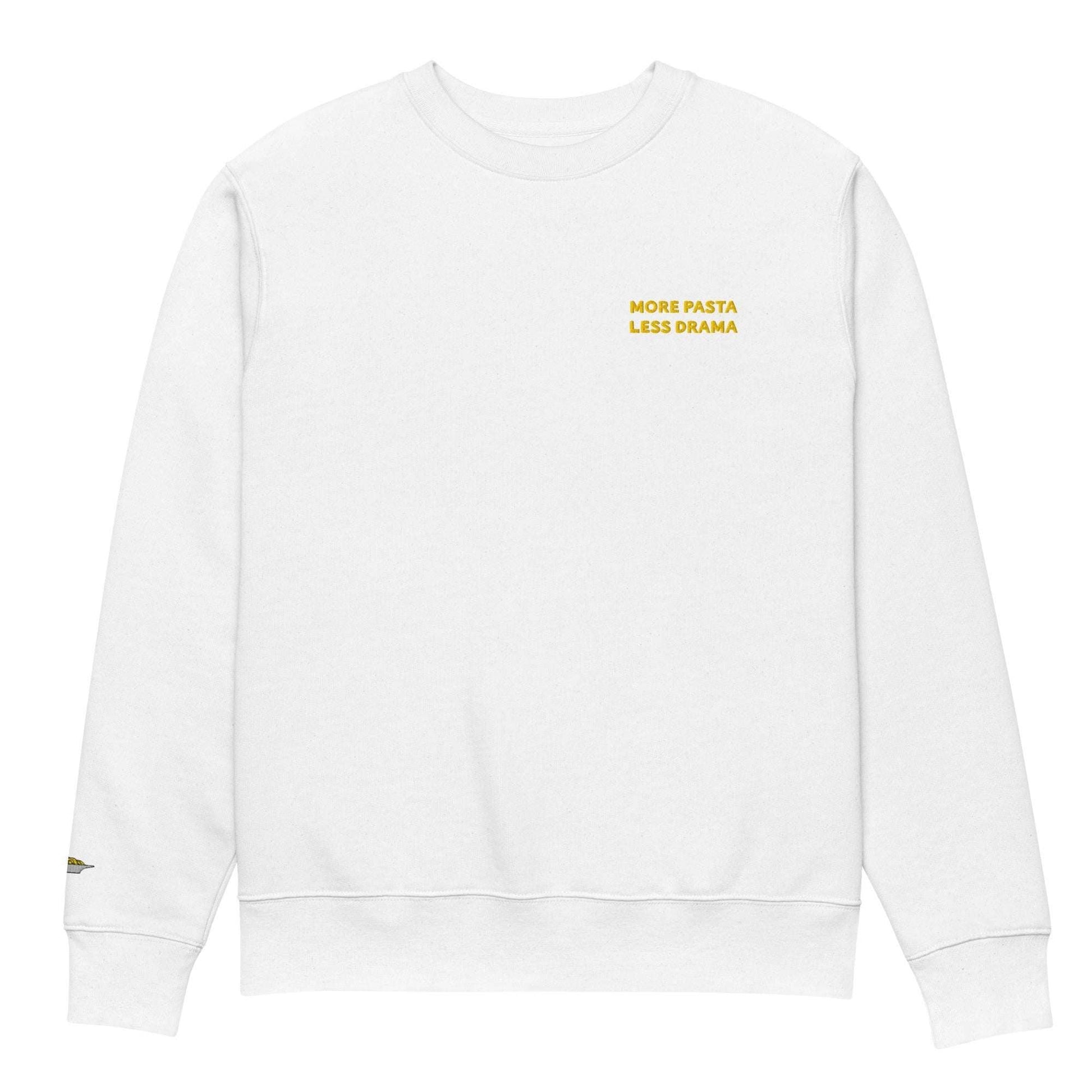 Felpa organica unisex “More Pasta Less Drama” ricamata