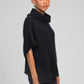 Maglione poncho oversize a collo alto blu navy