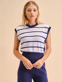 Gilet in cotone a righe stile marinaretto