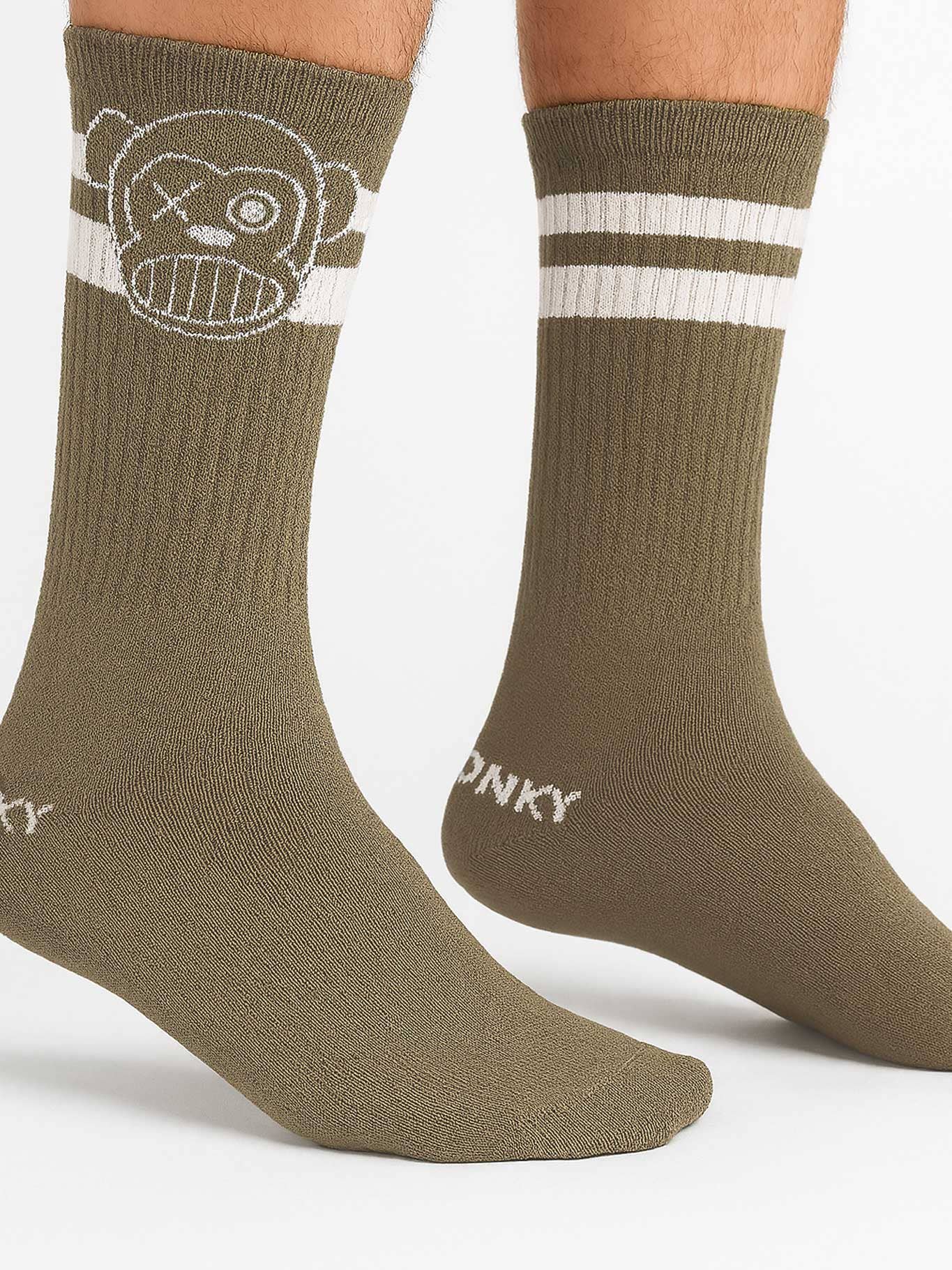 Calzini sportivi con logo Loco Monky khaki