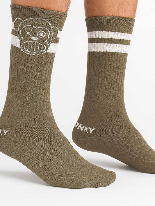 Calzini sportivi con logo Loco Monky khaki