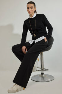 Maglione basic in maglia nero