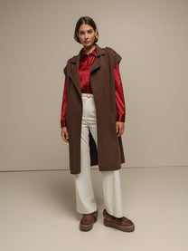 Gilet cappotto lungo smanicato da donna