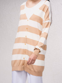 Cardigan oversize a righe in maglia fine