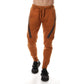 Pantaloni jogging in pile beige da uomo con tasche zip