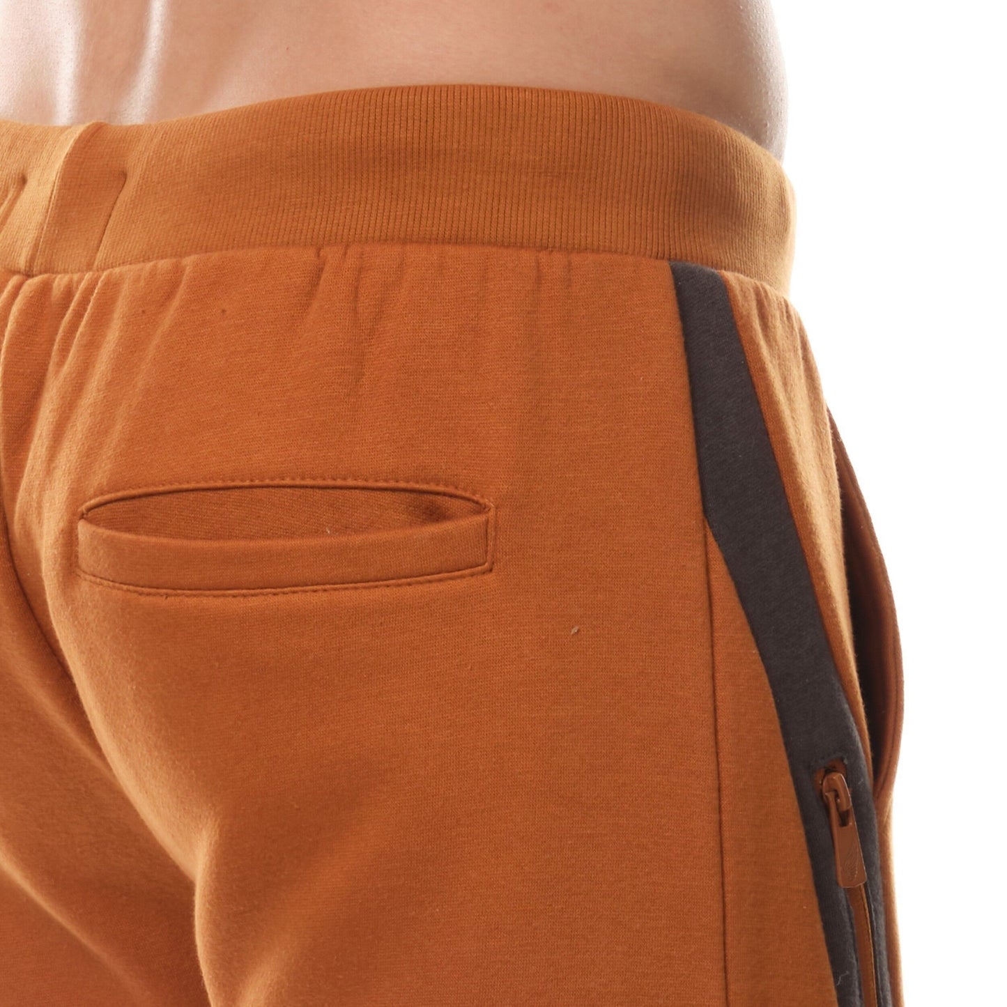 Pantaloni jogging in pile beige da uomo con tasche zip