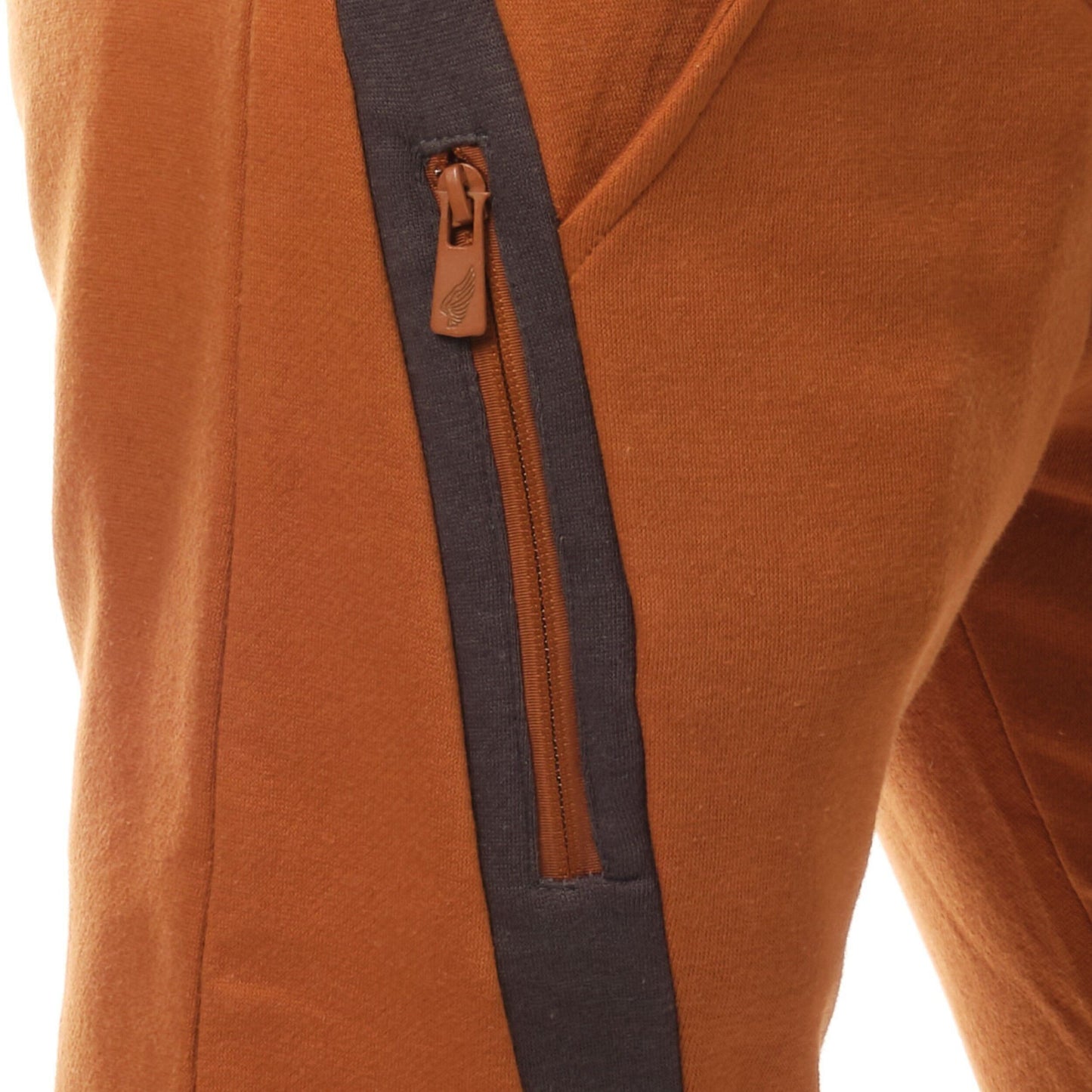 Pantaloni jogging in pile beige da uomo con tasche zip