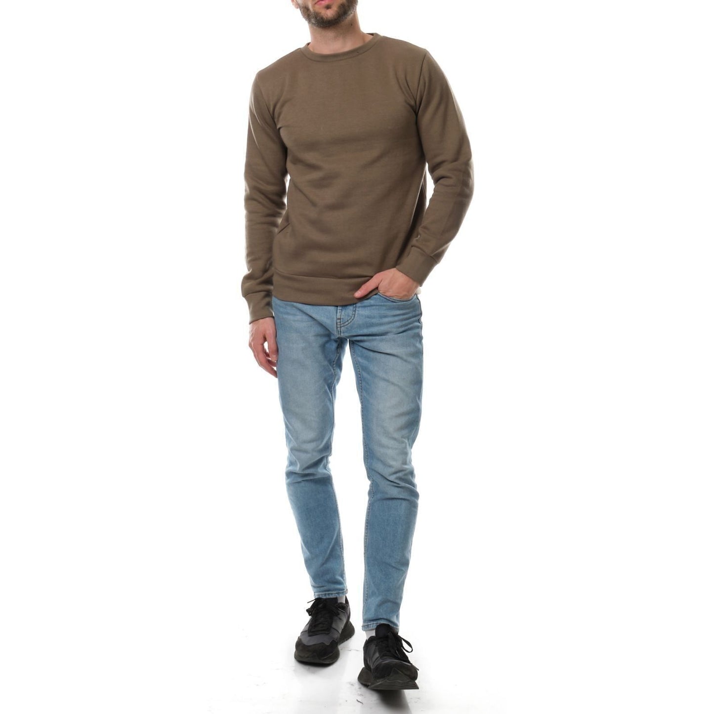 Felpa uomo girocollo color kaki