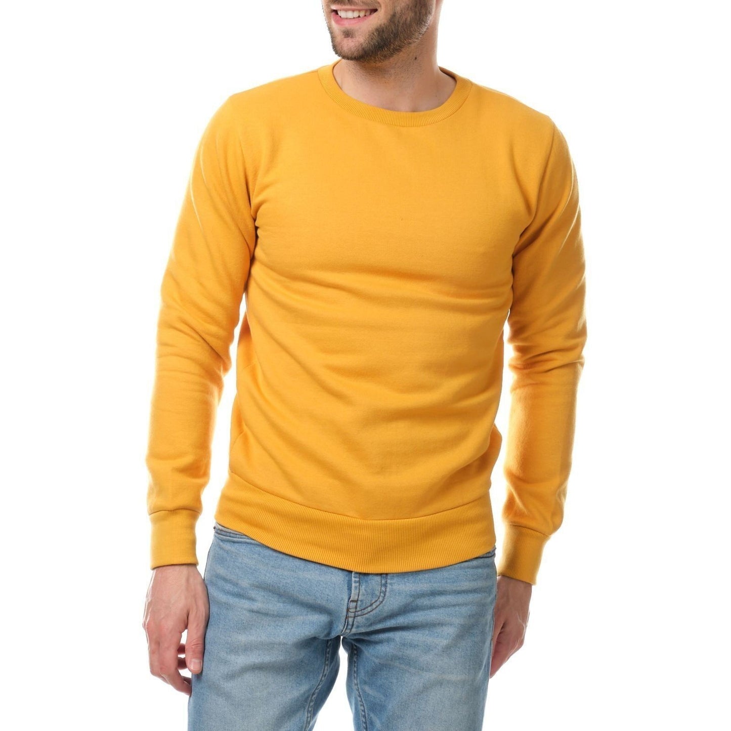 Felpa girocollo uomo color senape