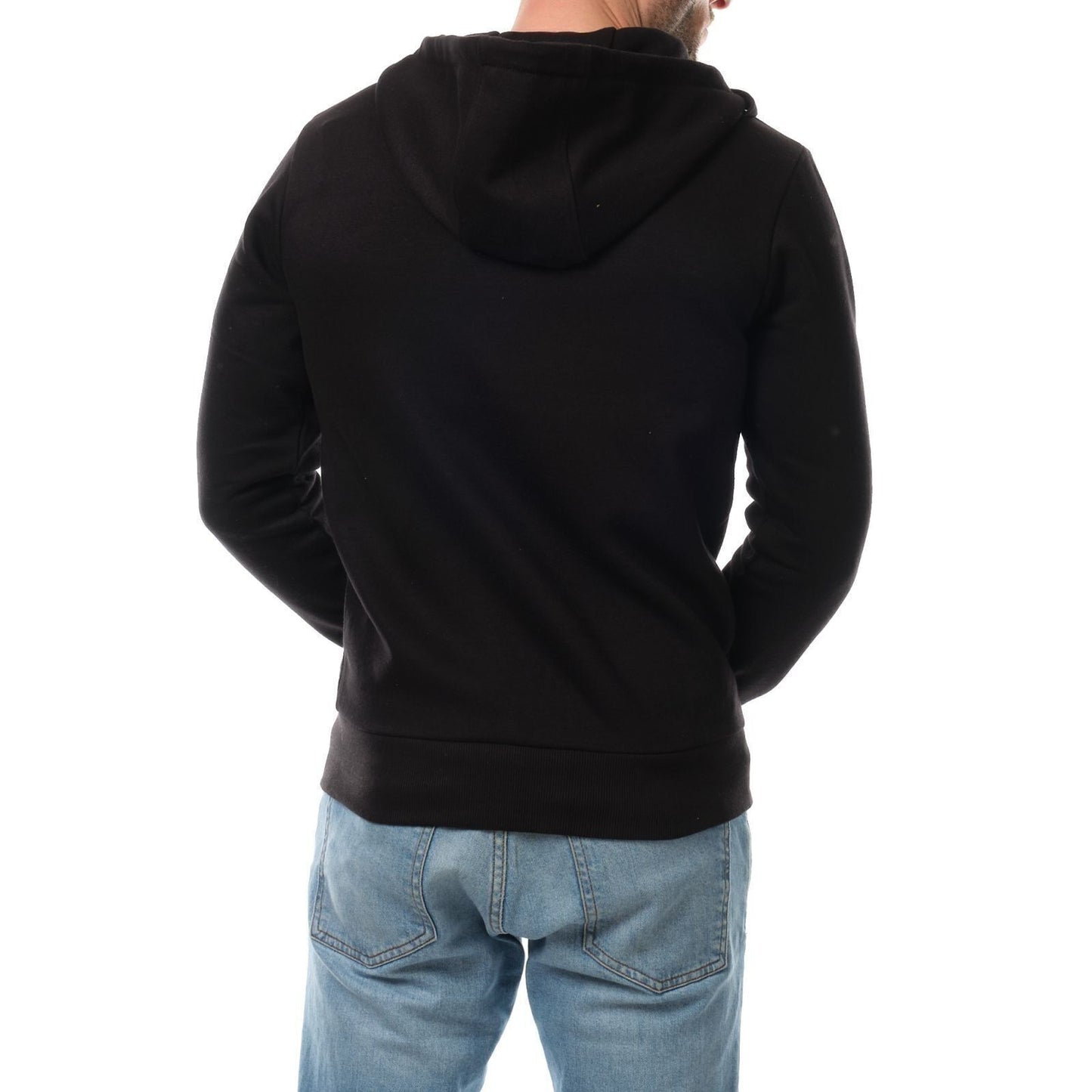 Felpa in pile con zip e cappuccio da uomo nera
