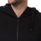 Felpa in pile con zip e cappuccio da uomo nera