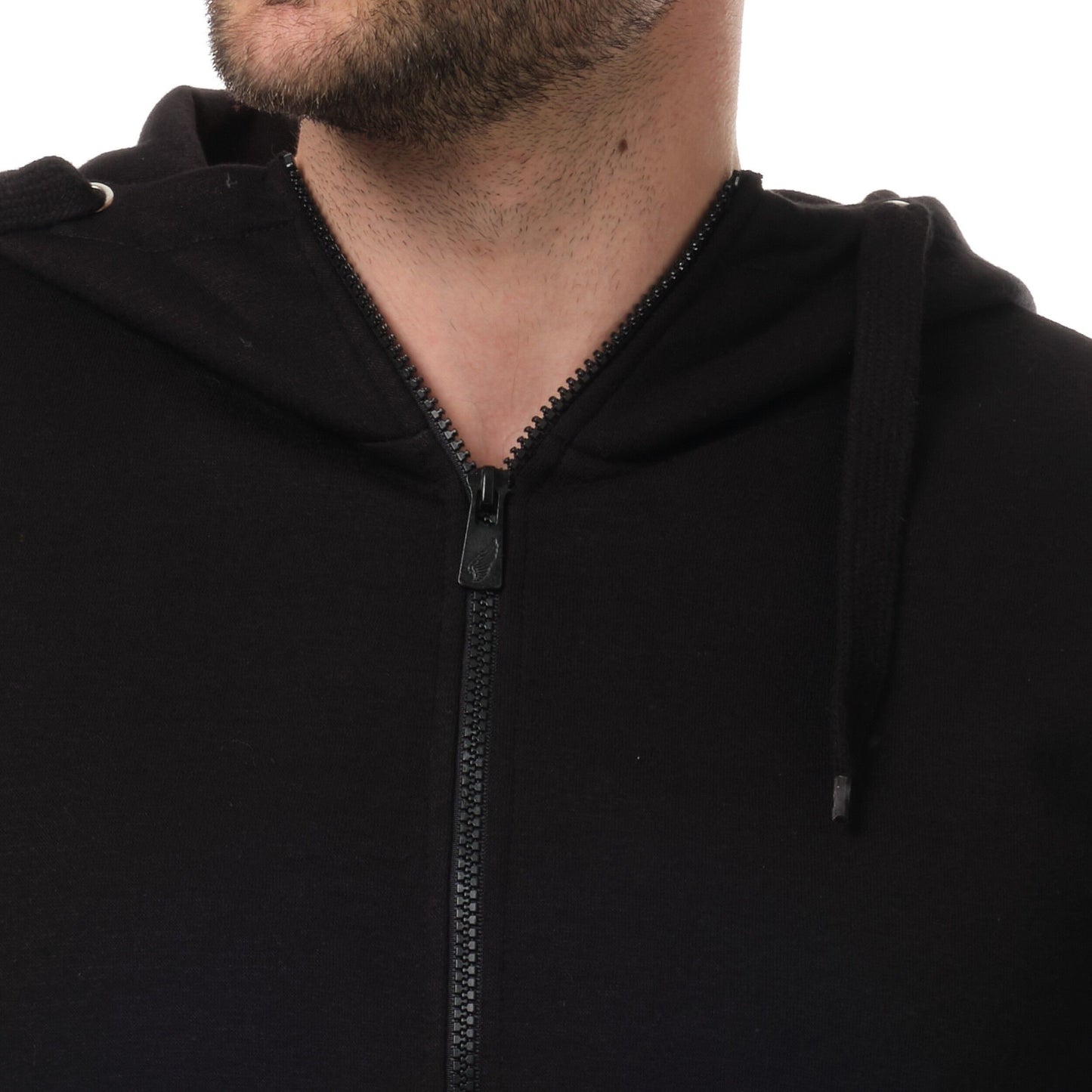 Felpa in pile con zip e cappuccio da uomo nera
