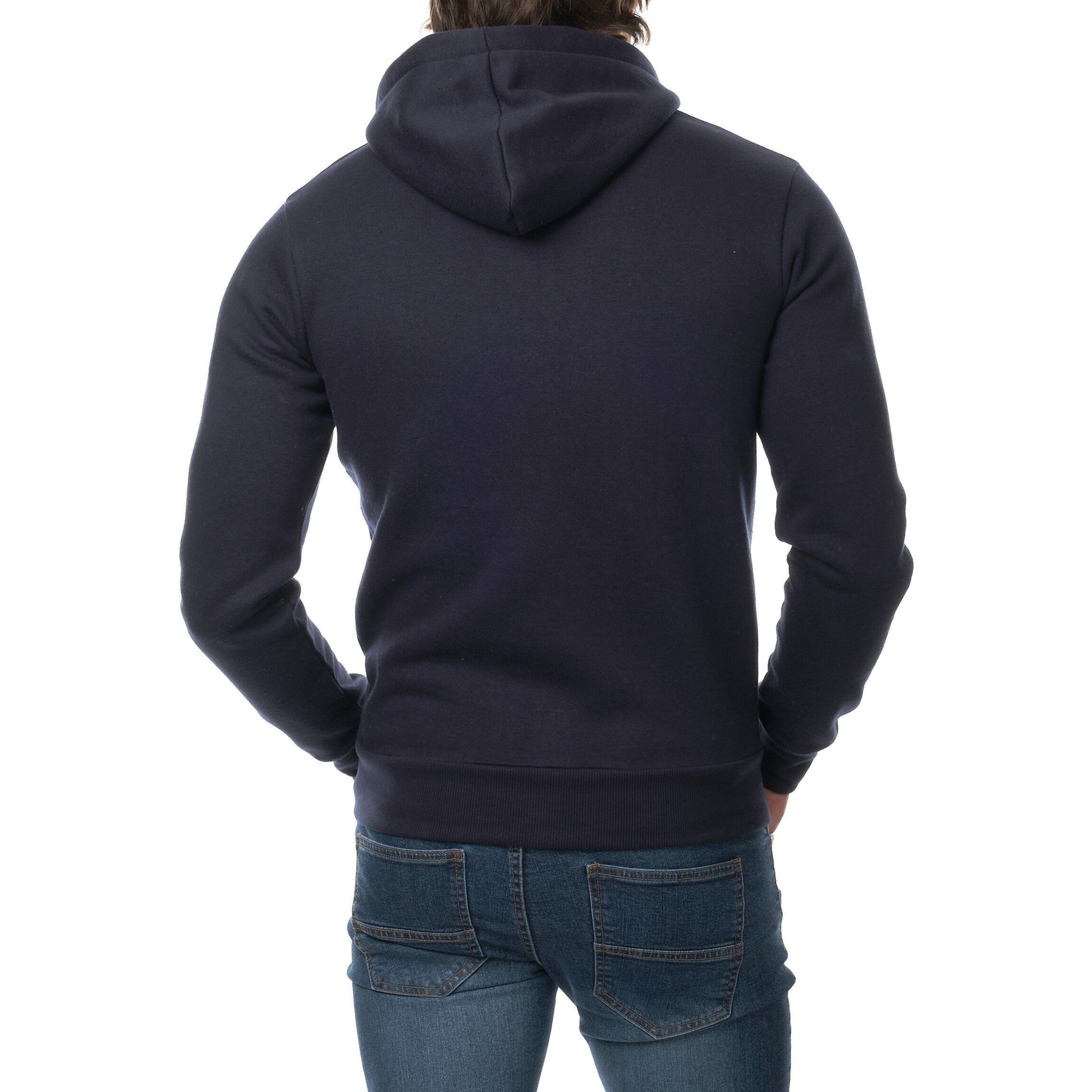 Felpa con cappuccio e zip blu navy in pile