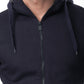 Felpa con cappuccio e zip blu navy in pile