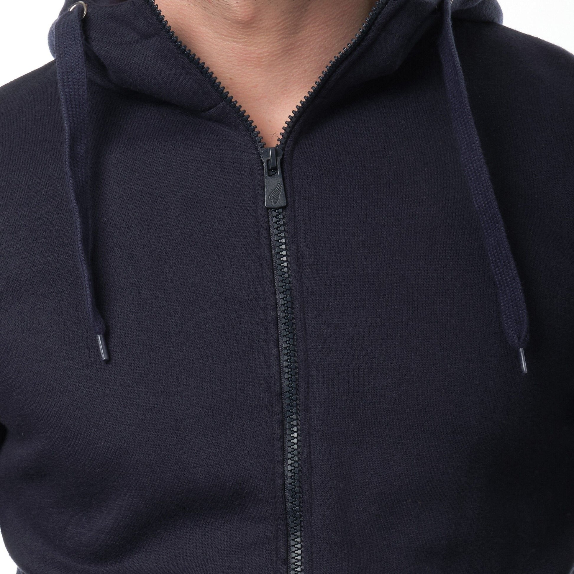 Felpa con cappuccio e zip blu navy in pile