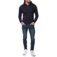 Felpa con cappuccio e zip blu navy in pile