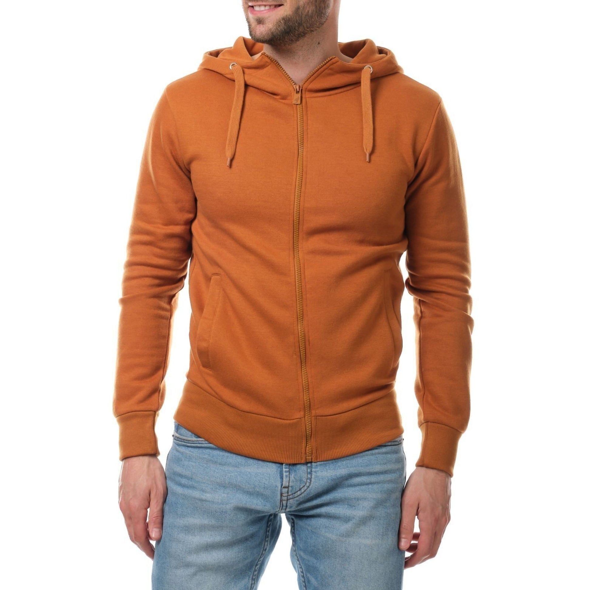 Felpa con cappuccio con zip beige da uomo