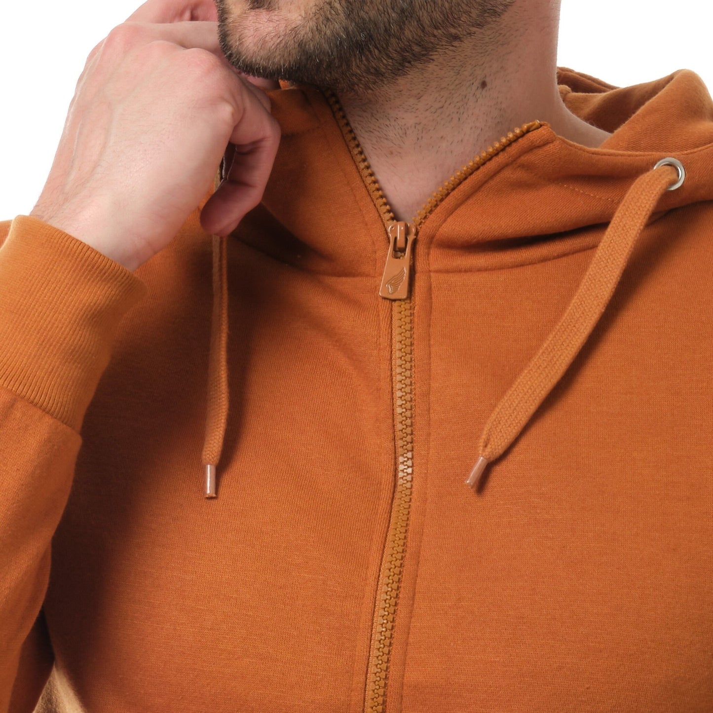 Felpa con cappuccio con zip beige da uomo